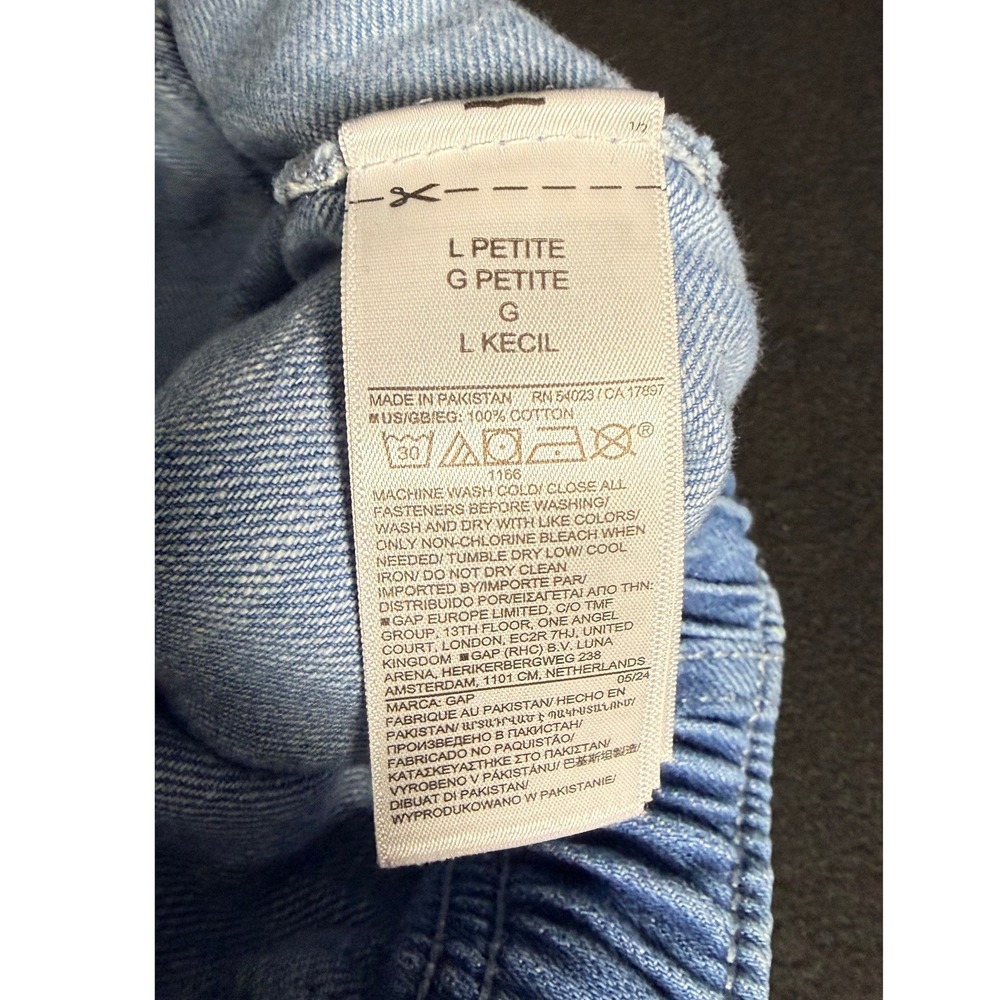 GAP Easy Jean Cargo Pants Large Petite Indigo Drawstring Utility Pockets - Picture 5 of 8